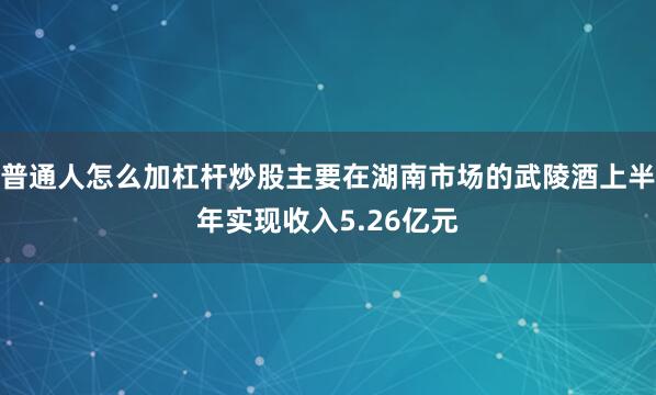 普通人怎么加杠杆炒股主要在湖南市场的武陵酒上半年实现收入5.26亿元