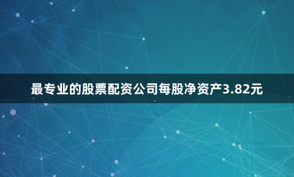 最专业的股票配资公司每股净资产3.82元