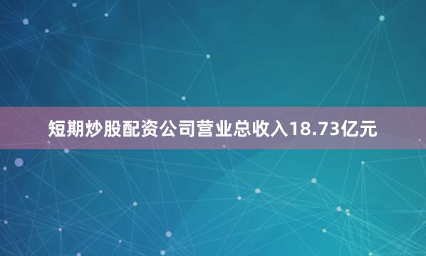短期炒股配资公司营业总收入18.73亿元